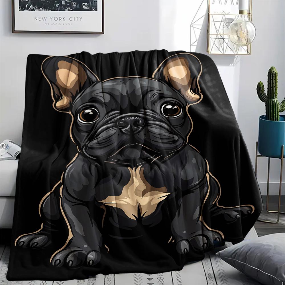 French Bulldog Sausage Dog Print Flannel Blanket,High Quality Comfortable for All Seasons,Home Decor,Warmth and Comfort,Perfect for Christmas Gifts