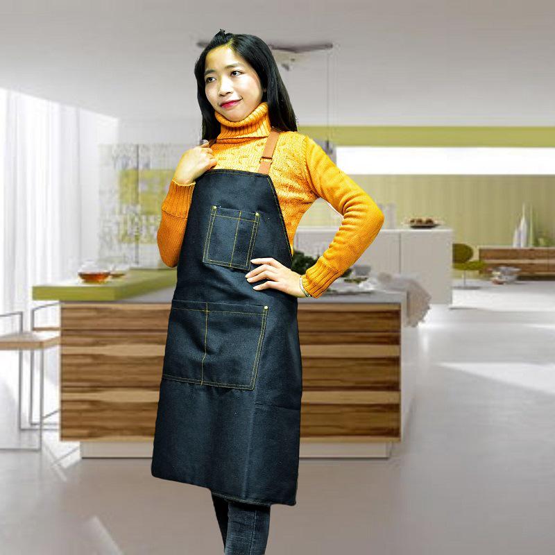 Unisex Nordic Denim Apron with Multi-Pockets for Kitchen and Home
