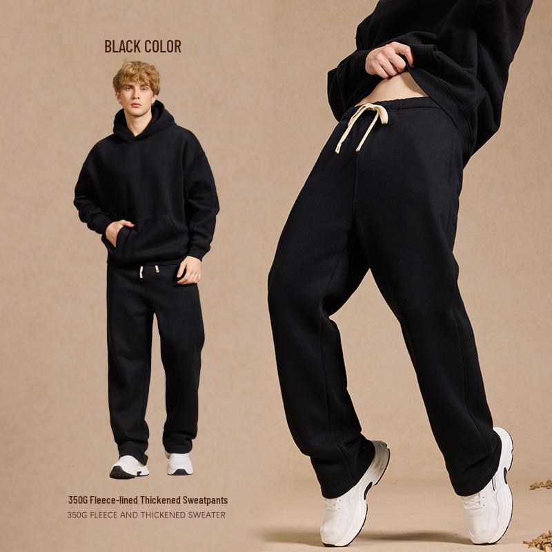 2025 A/W Men's Oversized Hoodie & Sweatpants Set: Trendy Loose Plus Velvet, Thickened and Comfortable