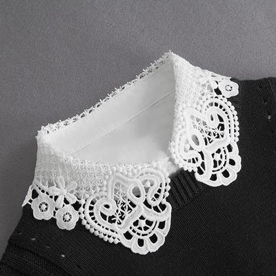 Perfect Match Women Fake Collar Half Shirt Ladies Shirt Fake False Collar For Women Black Woman Detachable Collar Lace Lapel Faux Col Tie