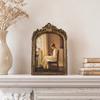 Large Vintage Picture Frame Retro Arched Po Frame for Tabletop/Wall Mounting Embossed Resin