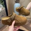 Thick bottom inner height increase two wear bag head half slippers women wear new autumn retro Boken slippers