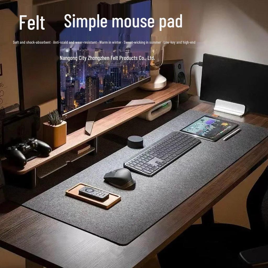 Eco-Friendly High-Density Felt Desk Mat - Non-Slip, Shock-Absorbing, XL Mouse Pad & Keyboard Wrist Rest for Students