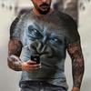 Summer New Men's T-shirt 3D Print Fun Gorilla Fashion Trend Street Comfortable Casual Top Round Neck Plus Size Short Sleeve