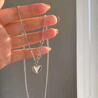 Y2K Retro Crystal Heart Pendant Necklace Women Light Luxury Egirl Punk Grunge Clavicle Chain 2023 Fashion Jewelry Party Gifts