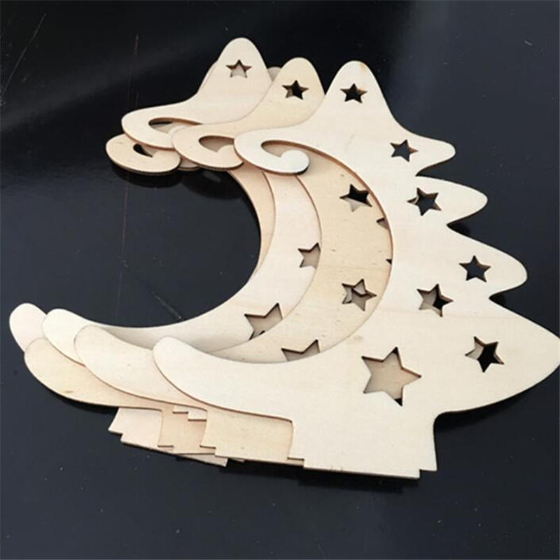 Wooden Christmas Tree Pendant Ornaments Hollow Carved Laser for Home Decoration