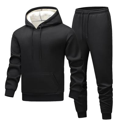 Herren Winter Fleece Verdicken Kapuzen Thermo Trainingsanzug Lässige Hoodies + Hosen Zweiteiliges Sportset Warme Hoodie-Sets