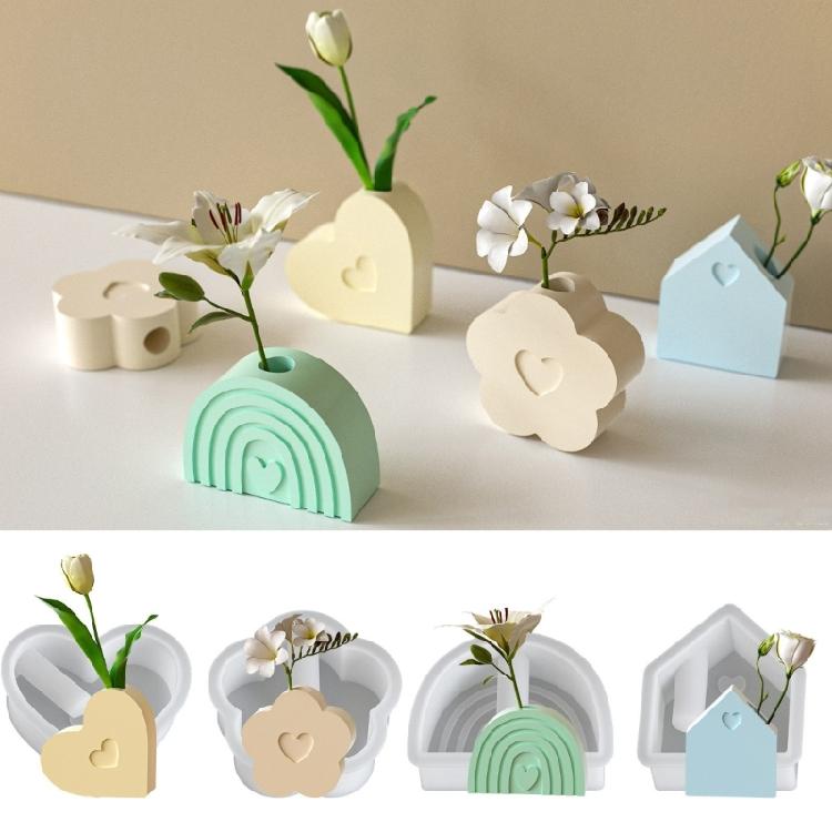 Heart Shaped Flower Vase Silicone Mold Unique Home Decors Craft Mold Ideal For Resin Soap And Candle Making