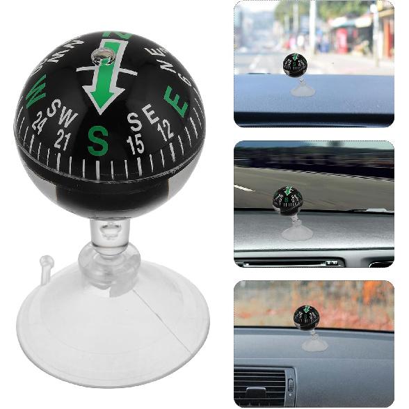 Portable Suction Cup Compass for Vehicle and Use Plastic Dashboard Navigation Ball Car and Boat Direction Guide Featuring Strong Attachment and