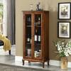 American Solid Wood Bookcase with Glass & Solid Doors - Bookshelf, Living Room Storage, TV Side Cabinet, Wine Cabinet.