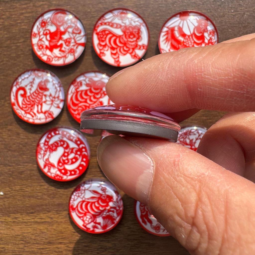 Festive Zodiac Paper-Cut Glass & Magnetic Fridge Stickers - Cultural Heritage Decor for New Year