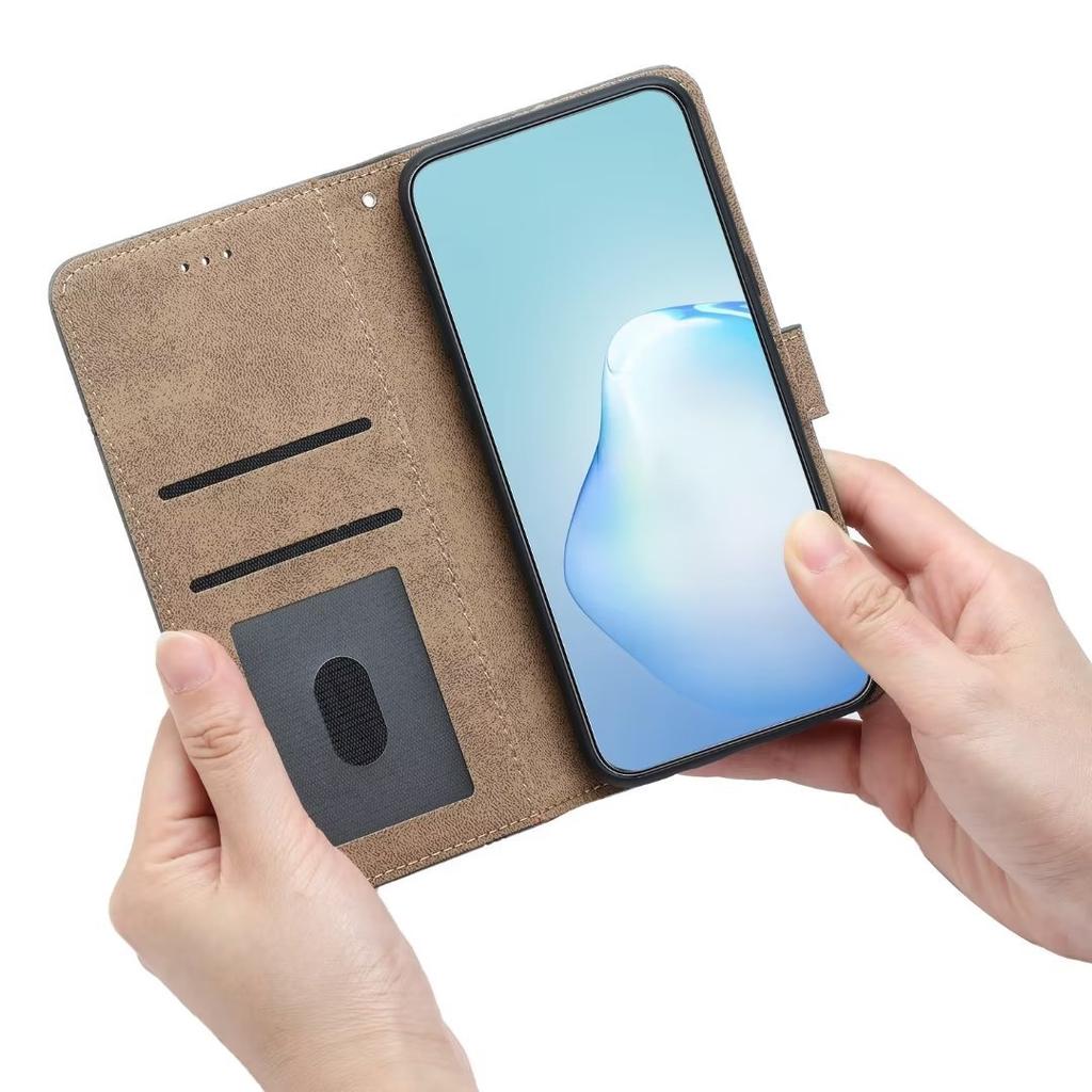 Applicable to iPhone16 Crazy Horse Pattern Leather Case 15Pro Solid Color Card Wallet Holder Case 14plus Stripe Scrub
