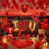 Valentine's Day Balloon Set Red Heart Balloon Simulation Petals for Valentine's Day Proposal Wedding Romantic Decor