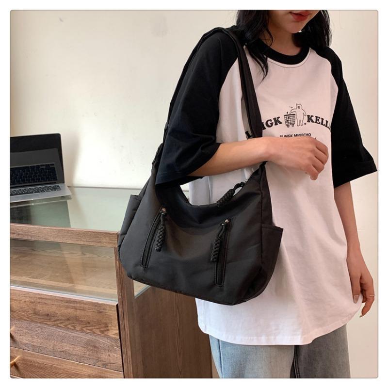 High Aesthetic Fashion Commuter Large Capacity Shoulder Bag Women Casual College Student Class Tote Bag Wide Strap Crossbody Bag