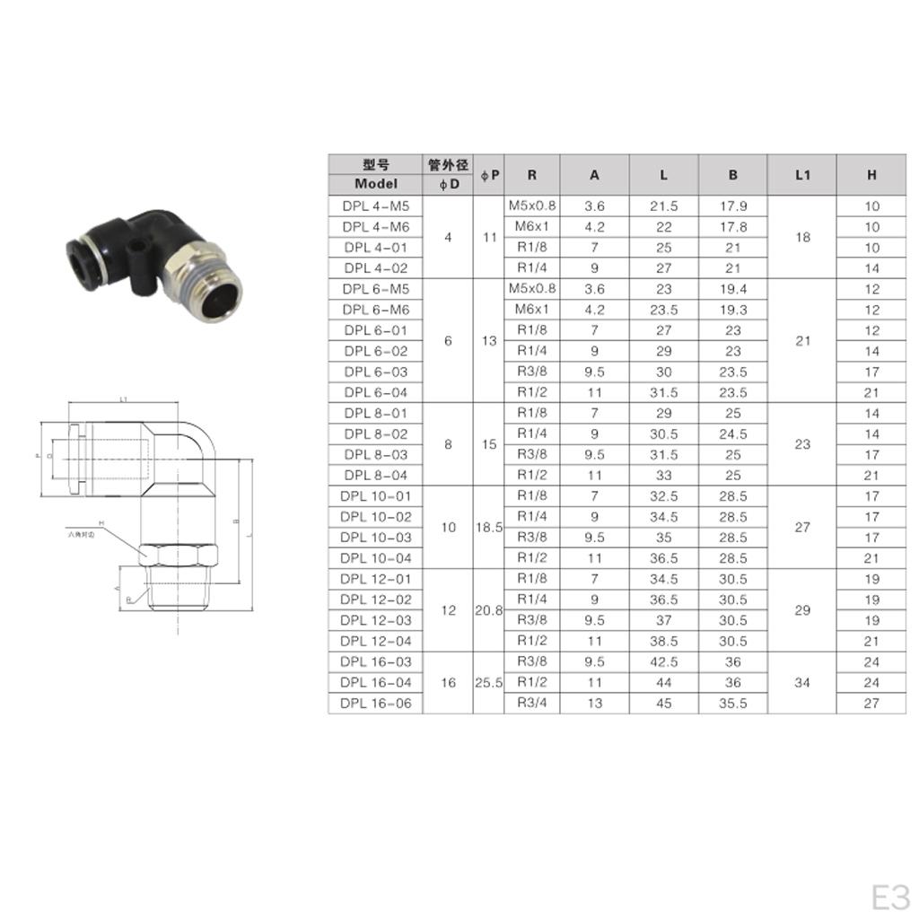 5 Thread Elbow Connector 90 Degree Quick Fitting Auto Accessory