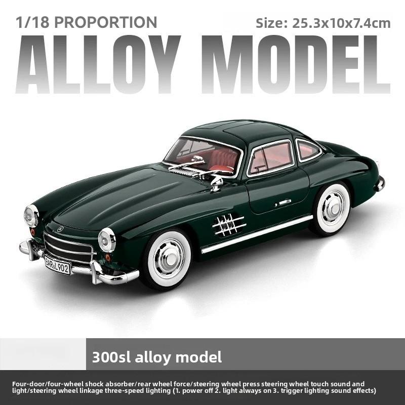 1:18 Mercedes-Benz 300SL Supercar Alloy Car Model Sound and Light Pull Back Children's Toy Collectibles Birthday Gift