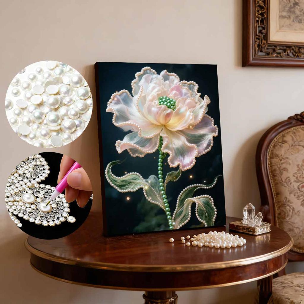 DIY Pearl Painting Set Beautiful Flowers Pattern Home Decoration Handmade Sticky Diamond Creative Canvas Pearl Art Painting Crafts Perfect Gift