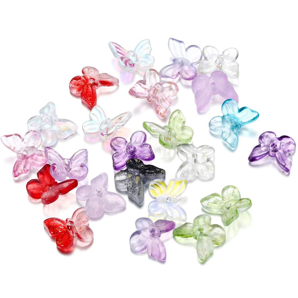 DW50 11mm 50 Stück/Los Schmetterling Farbverlauf Form Glasperlen Exquisite Perlen DIY Handgemachtes Armband Schmuck Material Zubehör