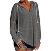 Women's Fashion Long Sleeve Lightweight Hooded Color Drawstring Top