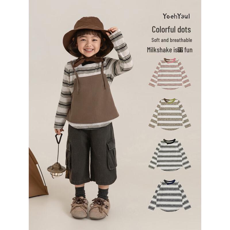 Youyou Girls' Striped Color-Block Long-Sleeve T-Shirt
