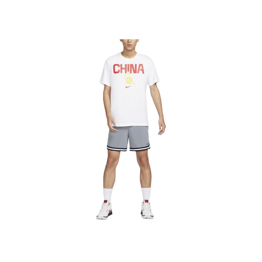 Nike Dri-Fit Printed Quick-Dry Soft Comfortable Basketball T-Shirt Men Tops White Travel-Yellow Comet-Red FZ4578100