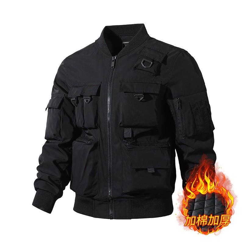 Mens Vintage Pilot Jacket With Multiple Pockets Waterproof Windproof Utility Outerwear Casual Wear