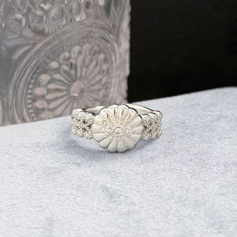 Vintage Geometric Bead Open Ring Light Luxury Zircon High Sense Fashion Niche French Index Finger Ring Women