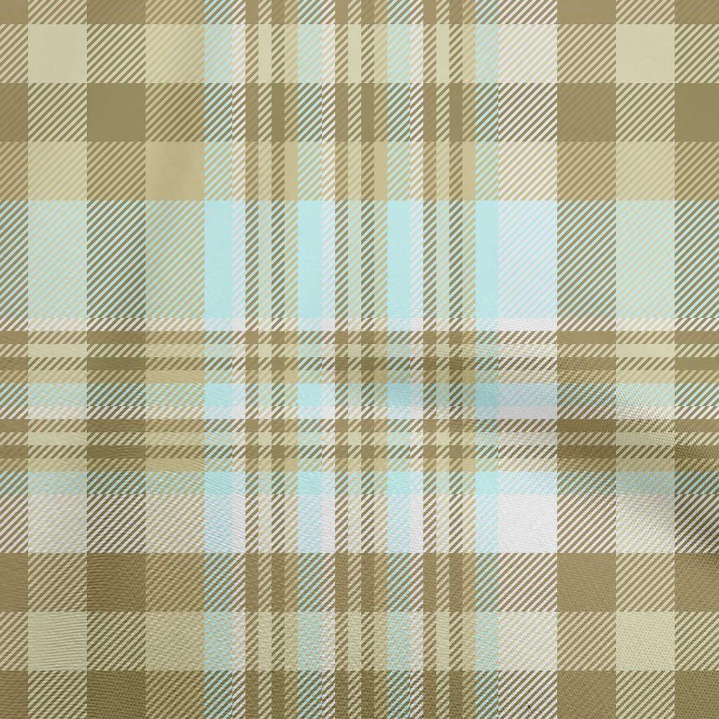 oneOone Cotton Flex Dark Beige Fabric Plaid Sewing Material Print Fabric By The Yard 40 Inch