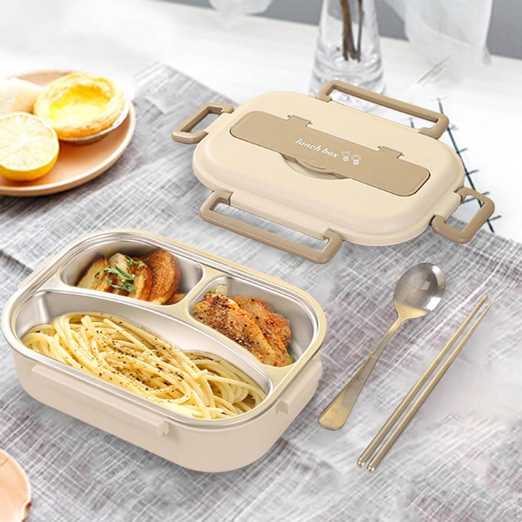 Bento Box Lunch Container with Divided Compartments, 1L Large Capacity, Portable Cutlery for