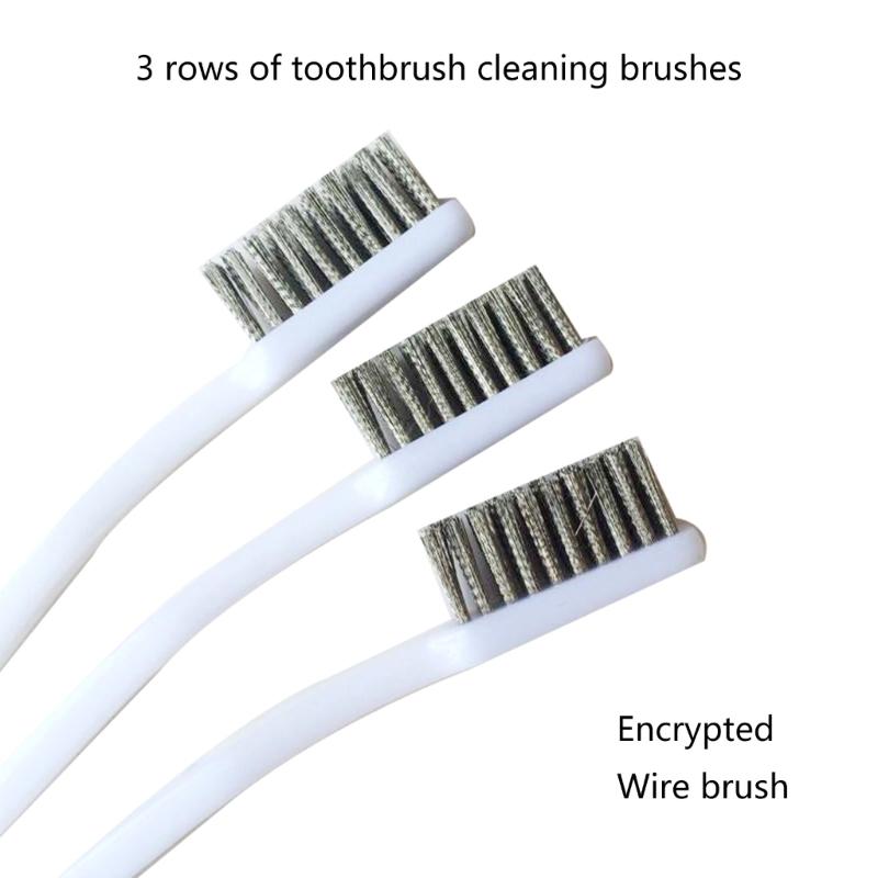 Copper Plated Brush For Industrial Devices Surface-Inner Polishing Grinding Cleaning Brush 3 Row Wire Brush Rust Remover