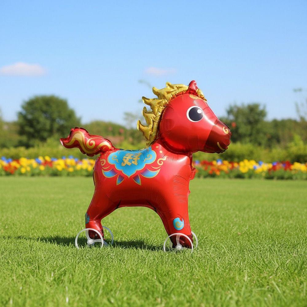 4D Design Walking Balloon Cartoon Animal Rope Pulley Foil Balloon Large Size Aluminum Foil Pulley Balloon Shower