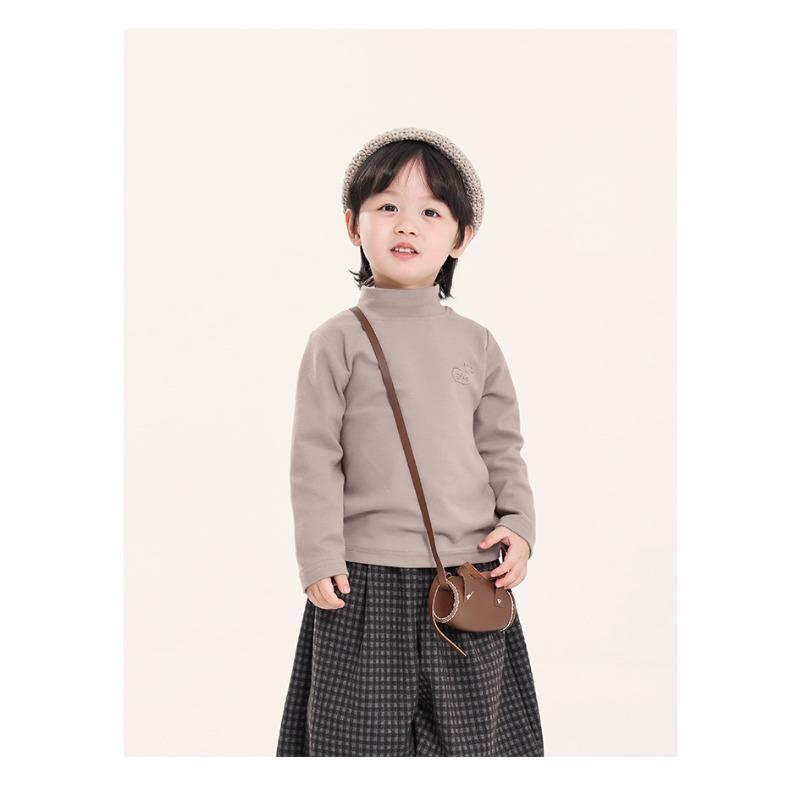 Boys Half Stand Collar Long Sleeve Bottoming Shirt Korean Style Kids Casual Top