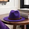 Outdoor Hiking Headwear Wool Felt Fedora Hat, Unisex Panama Hat with Faux Leather Band, Casual Daily Wear Wide Brim Vintage Trilby for Women