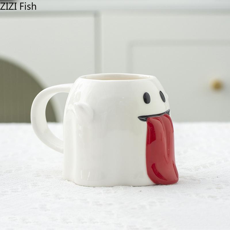 Halloween Ghost Porcelain Mugs Water Cup Creative Tableware Coffee Mug Dining Table Afternoon Tea Teacup Fruits Juice Cup