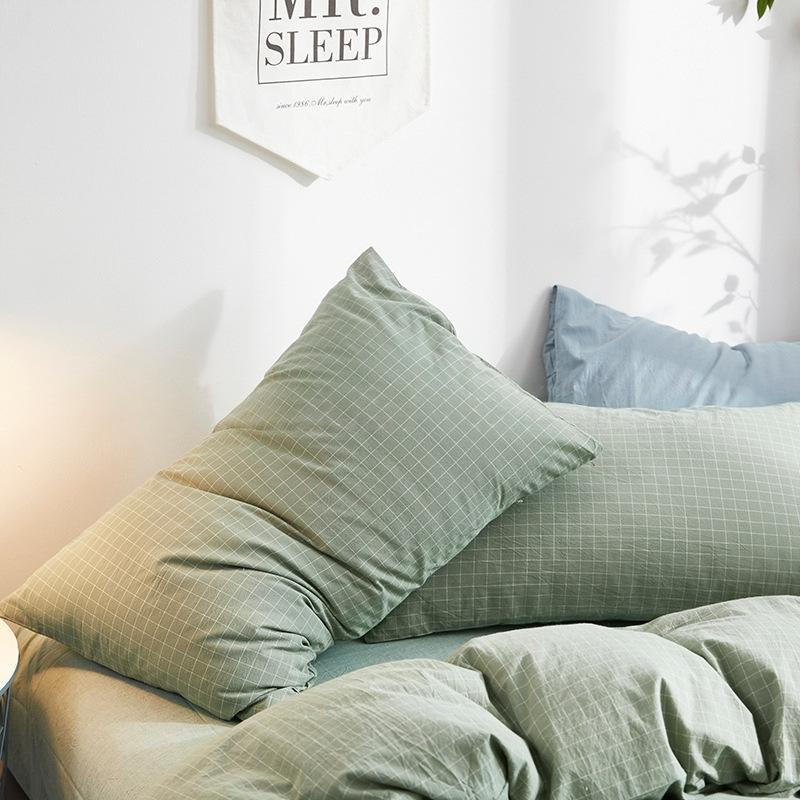 G5Z High-Quality Japanese Washed Cotton Small Check 4-Piece Set