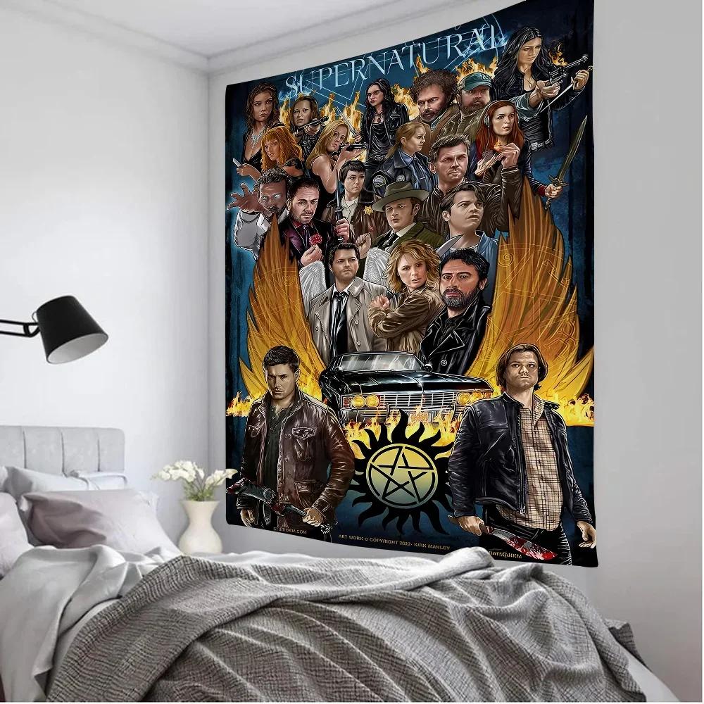 1PC TV Play Series Supernatural Movie Tapestry Printed Large Wall Tapestry Art Science Fiction Room Home Decor Decor Blanket