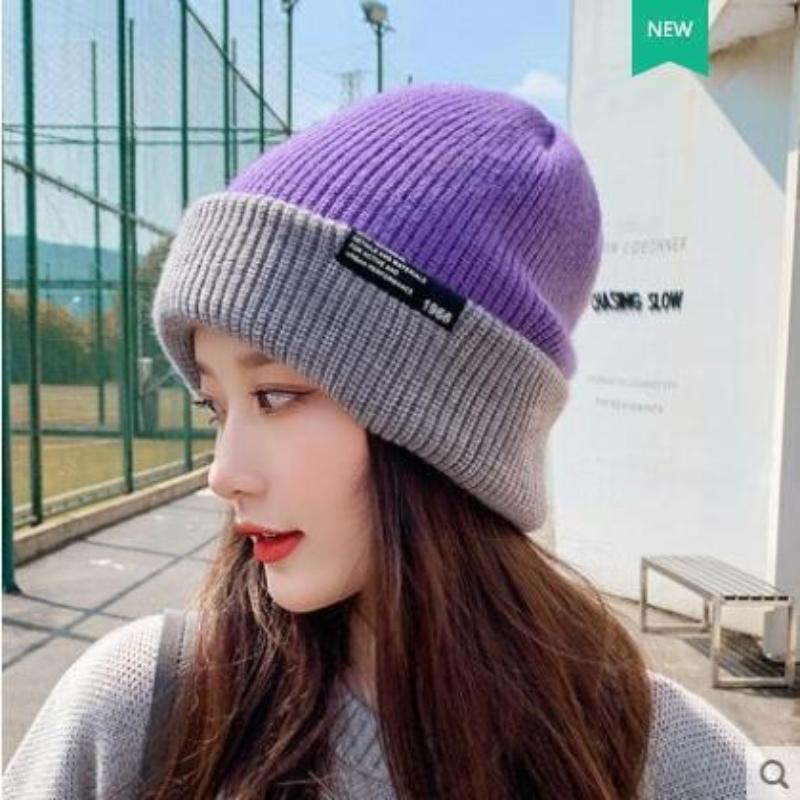 Unisex Herbst Winter Strickmütze Weiche Verdickte Wollmütze Doppelseitiger Ohrenschutz Beanies Mütze Damen Herren
