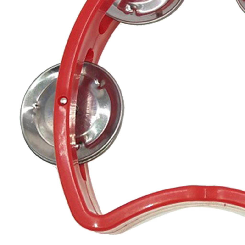 Tambourine Plastic Handheld Percussion 4 Bells Kids Musical Rhythm Instrument for School Party Concert Red