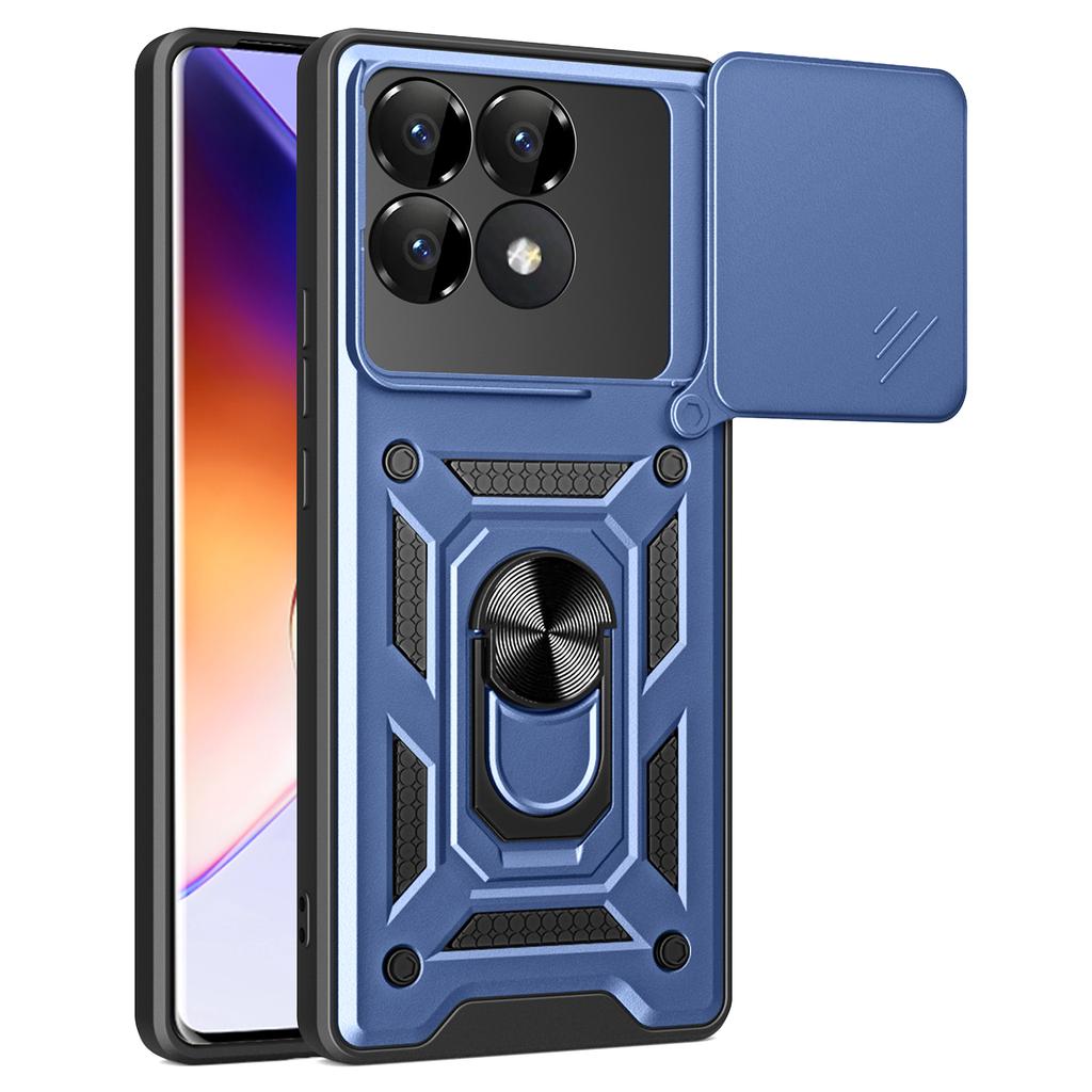 For Xiaomi Poco F6 Pro 5G/Redmi K70 5G/K70 Pro 5G Case PC+TPU Kickstand Phone Shell with Slide Camera Lid