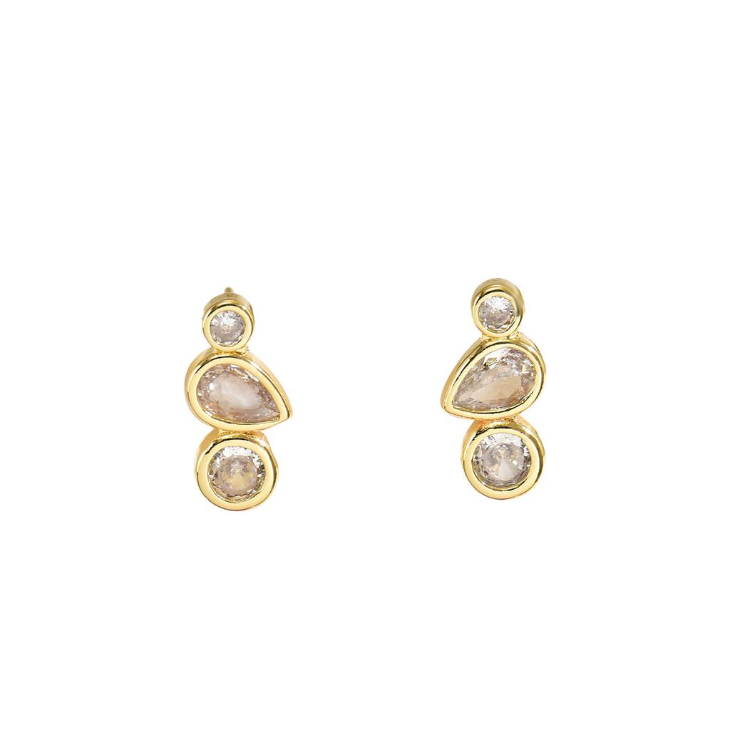 Geometric Drip Earrings  Niche Design, Diamond-encrusted Stud Earrings  Versatile and High-end Earrings