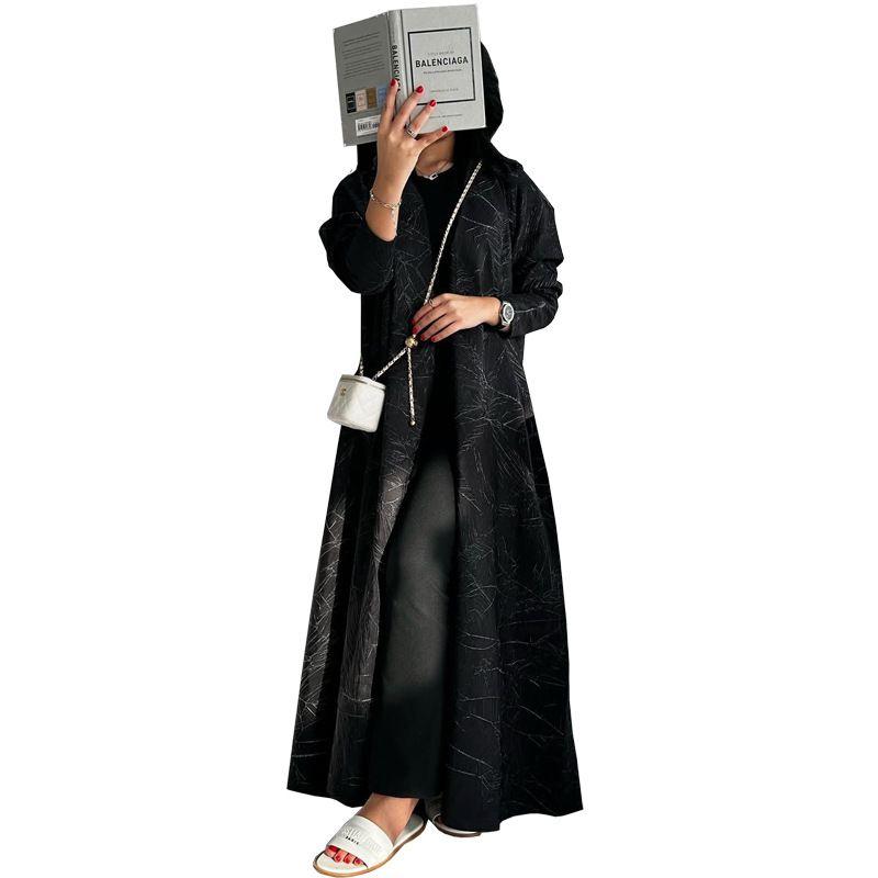 New Middle East Dubai Loose Jacquard Texture Cardigan Robe Dress Jacquard Cardigan Robe