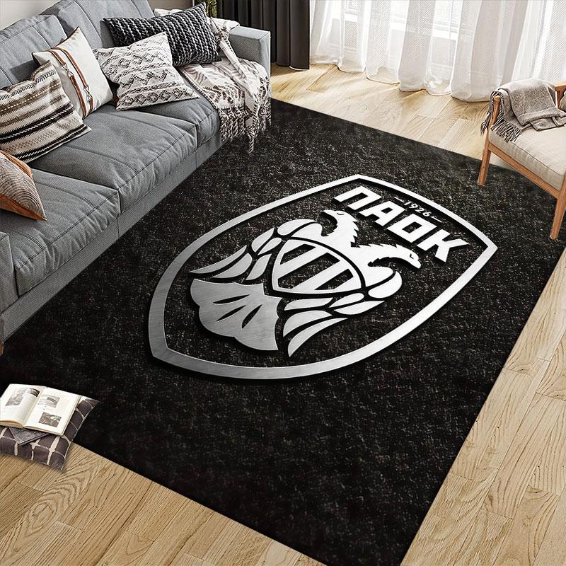 PAOK Flannel Printed Carpet, Home Sofa Decoration for Living Room & Bedroom, Non‑Slip Play Flannel Floor Mat for Game Room