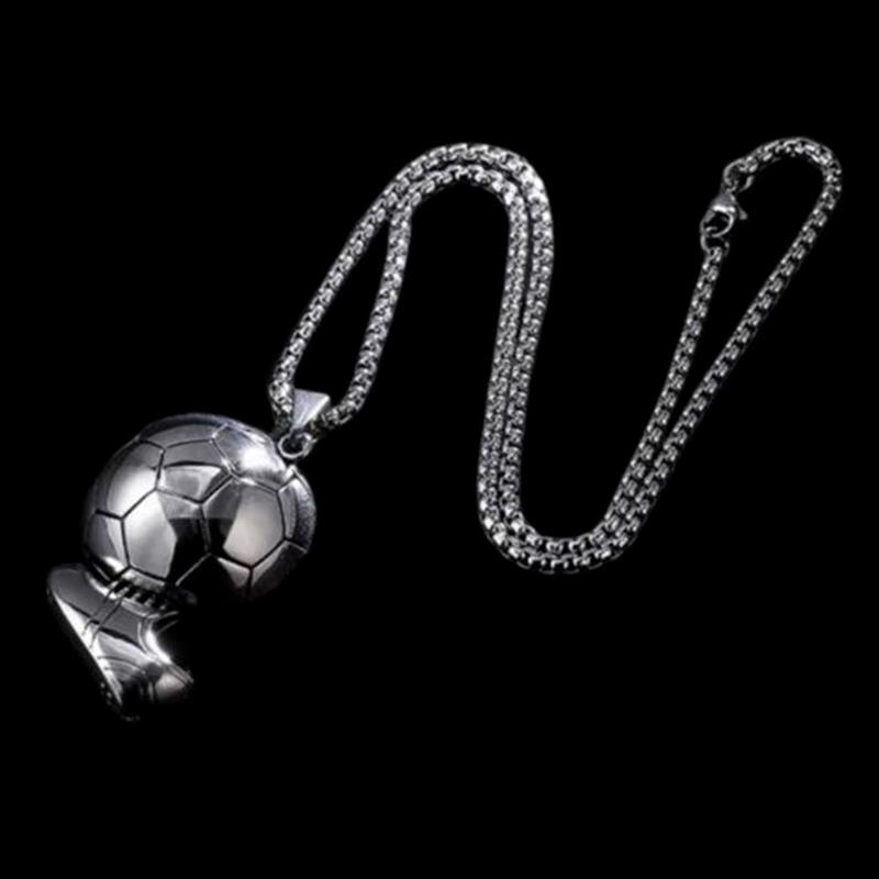 Fashion Soccer Shoe Sneaker Pendant Necklace Football Stainless Steel Ball Chain Necklaces For Men Hip Hop Sports Charm Jewelry