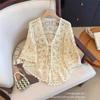 Huge good-looking crochet top for women with early autumn new models with suspender skirt, small shawl, lace blouse jacket