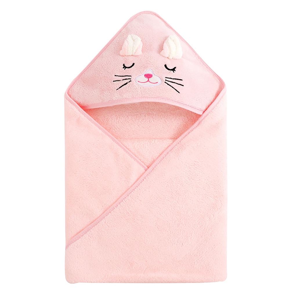 Baby Bath Towel with Animal Hood - Soft Cartoon Coral Hooded Cloak for Kids