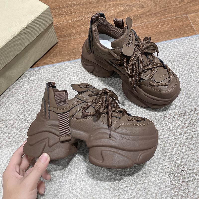 8CM Heels Autumn Chunky Sneakers for Women 2024 New Breathable Mesh Platform Sports Shoes Woman Thick Bottom Dad Shoes Ladies