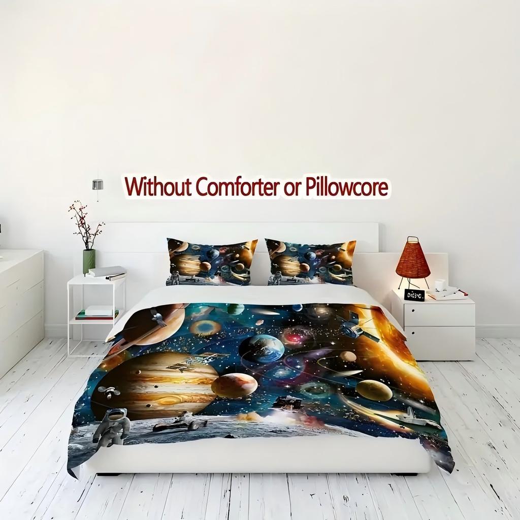 Space Galaxy Planet Pattern 3D Printed Duvet Cover Fantastic Abstract Art Luxury Style Quilt Cover Soft Comfortable Bedding Set