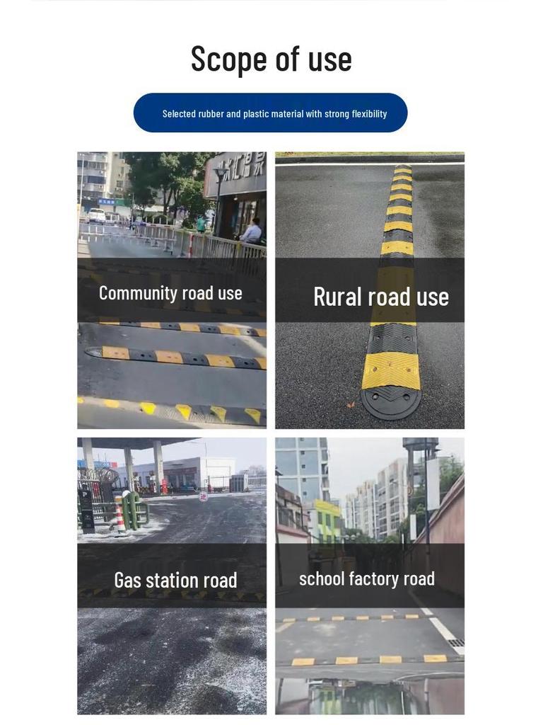 In-Stock Durable Speed Bumps: Thickened Rubber & Plastic for Parking Lot Safety