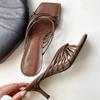 Hand-woven thin strap high-heeled cool slippers for women's summer outer wear temperament socialite thin heels are not tired