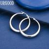 925 Sterling Silver Fashion 36mm Circle Pierced Earrings Wedding Jewelry